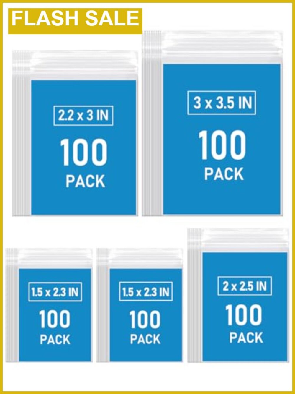 500 Mini Resealable Plastic Bags 4 Sizes Food Grade Clear Organization Craft